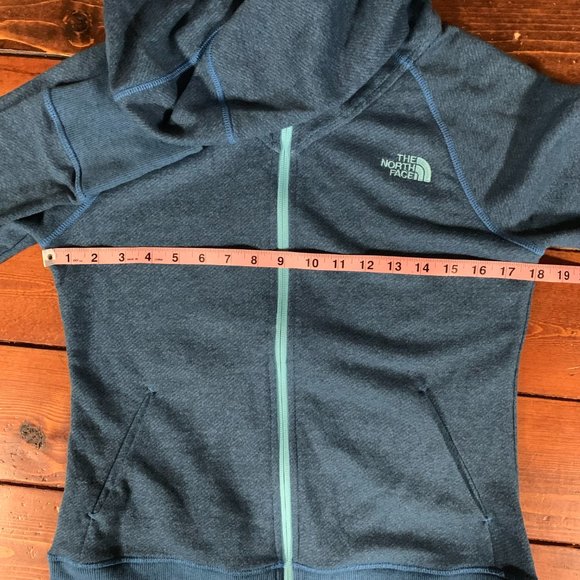 Women's The North Face Small Blue Hooded Full Zip Soft Terry Cloth Jacket EUC - Picture 10 of 12